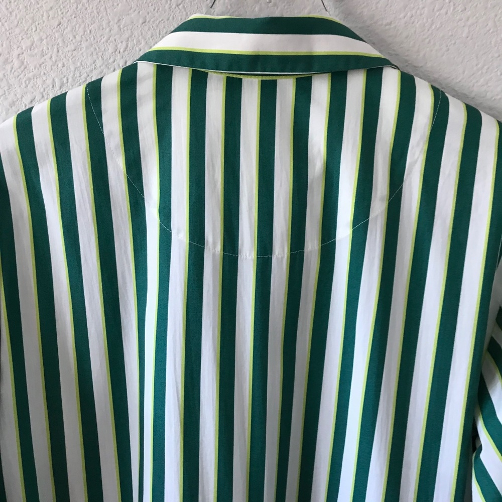 Maeve Anthropologie The Bettina Size S Tiered Striped Cotton Midi Shirt Dress - Picture 7 of 11